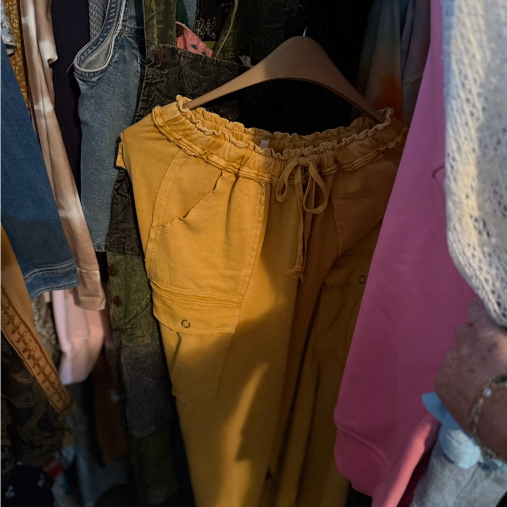 Yellow Drawstring Women's Boho Pants